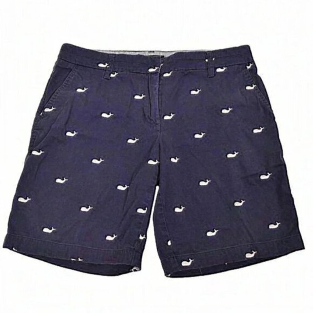 British Khaki Whale Shorts Blue Pink Embroidered Cotton Size 8